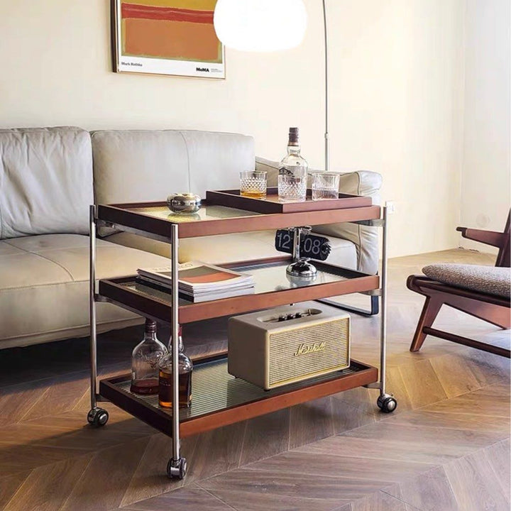 ZILA Modern Walnut Bar Cart