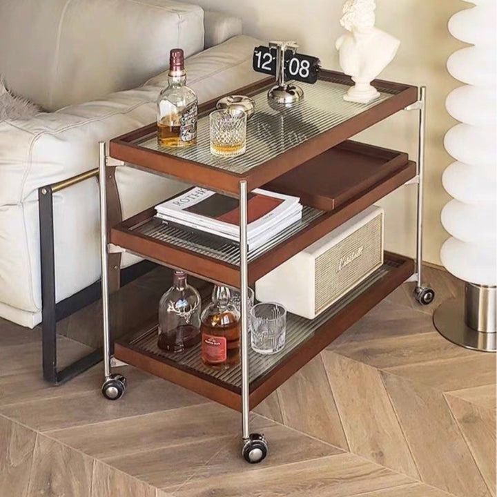 ZILA Modern Walnut Bar Cart