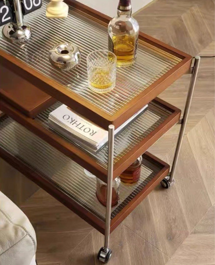 ZILA Modern Walnut Bar Cart