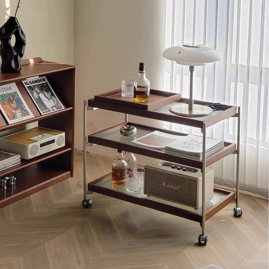 ZILA Modern Walnut Bar Cart