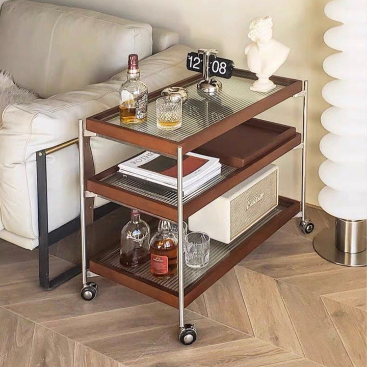 ZILA Modern Walnut Bar Cart
