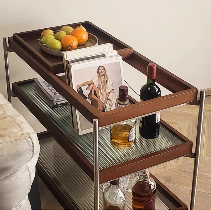 ZILA Modern Walnut Bar Cart